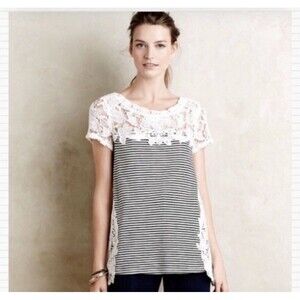 Anthropologie Meadow Rue Striped Crochet Blouse Size Small Women’s